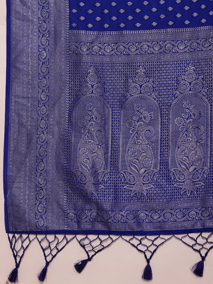 Blue Banarasi Georgette Silk Saree - Label Shona Rohatgi Garg