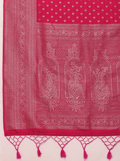 Magenta Banarasi Georgette Silk Saree - Label Shona Rohatgi Garg