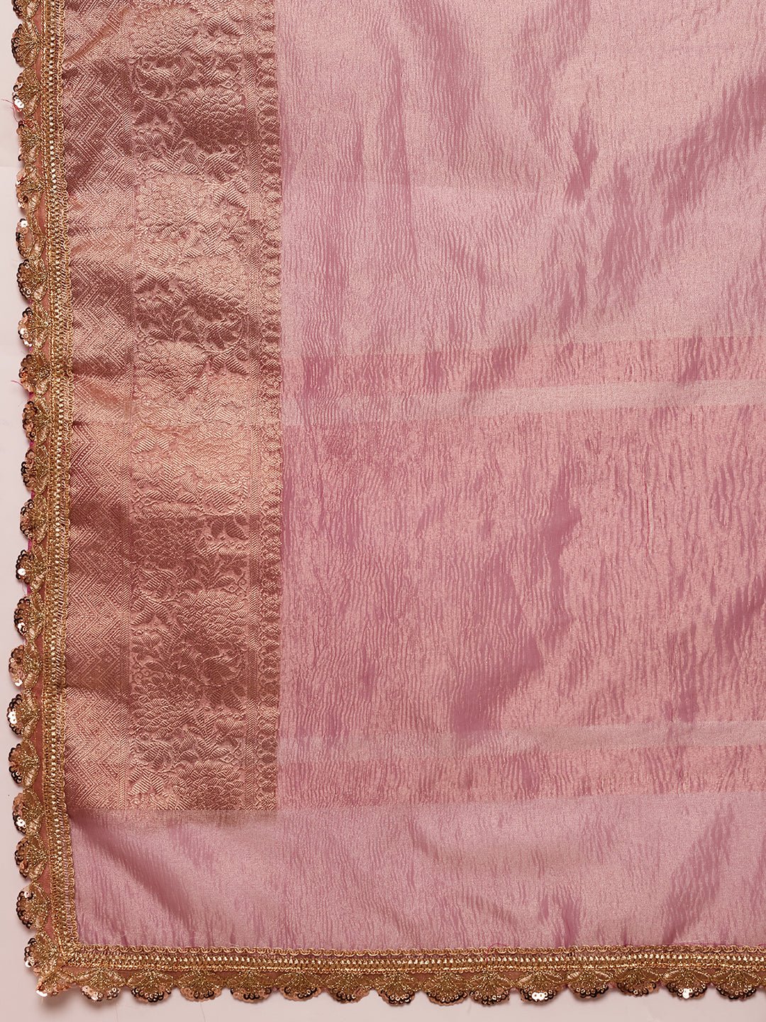 Onion Pink Wrinkled Tissue Organza Saree - Label Shona Rohatgi Garg