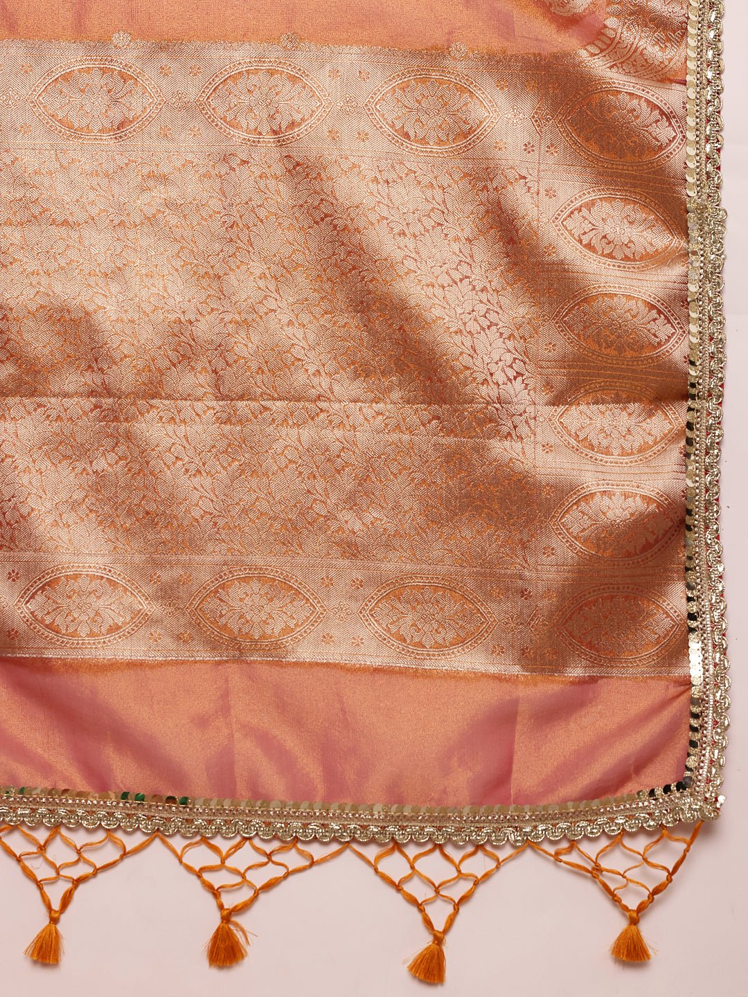 Orange Banarasi Tissue Silk Saree with Golden Zari - Label Shona Rohatgi Garg