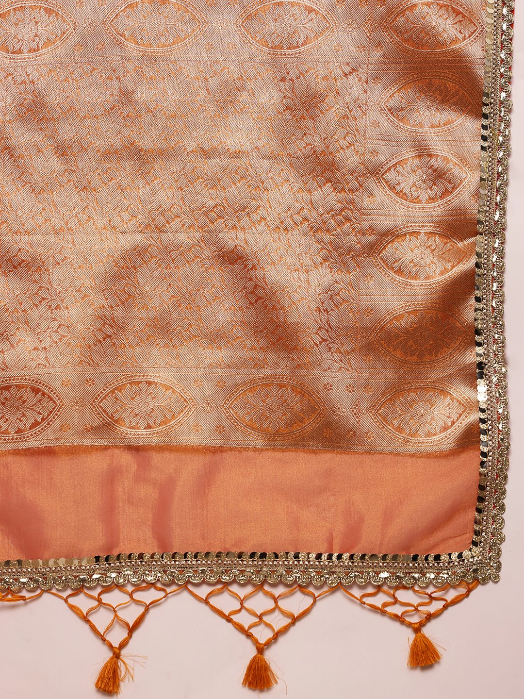 Orange Banarasi Tissue Silk Saree with Silver Zari - Label Shona Rohatgi Garg