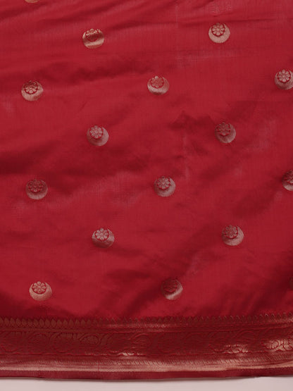 Red Banarasi Silk Saree - Label Shona Rohatgi Garg