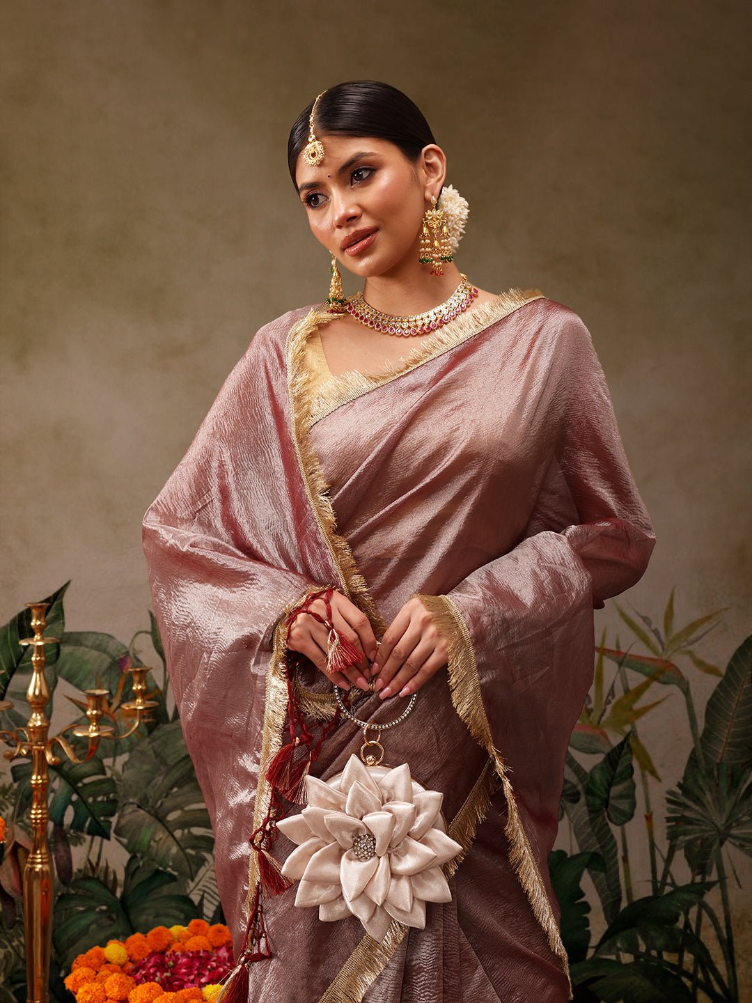 Wine Tissue Organza Saree - Label Shona Rohatgi Garg