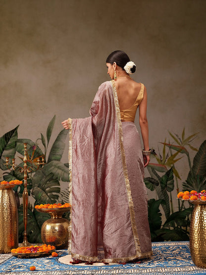 Wine Tissue Organza Saree - Label Shona Rohatgi Garg