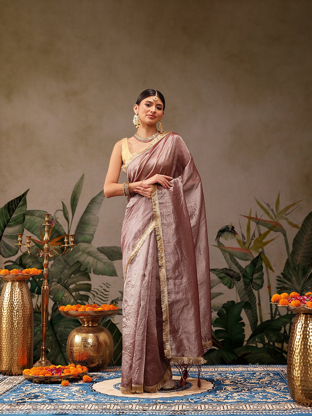 Wine Tissue Organza Saree - Label Shona Rohatgi Garg