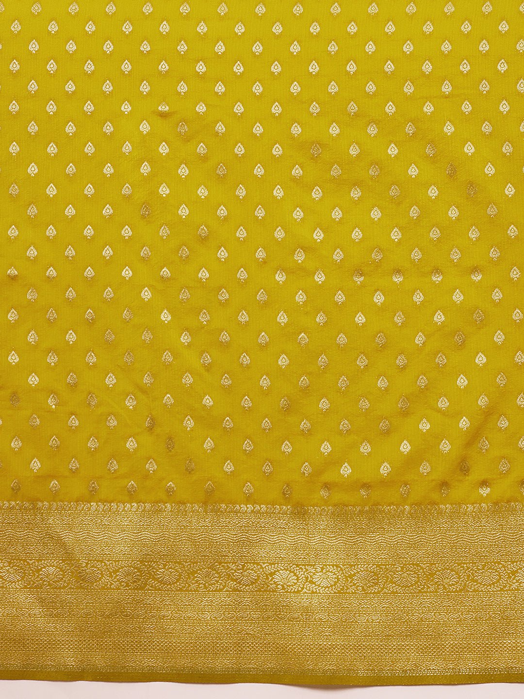 Yellow Banarasi Georgette Silk Saree - Label Shona Rohatgi Garg