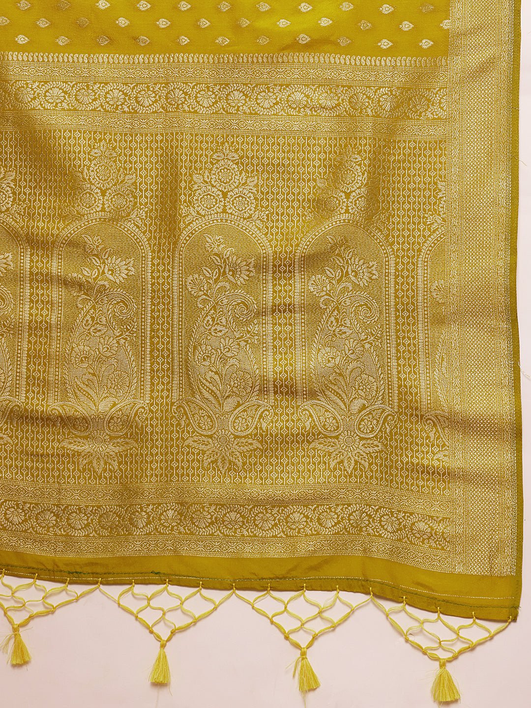 Yellow Banarasi Georgette Silk Saree - Label Shona Rohatgi Garg