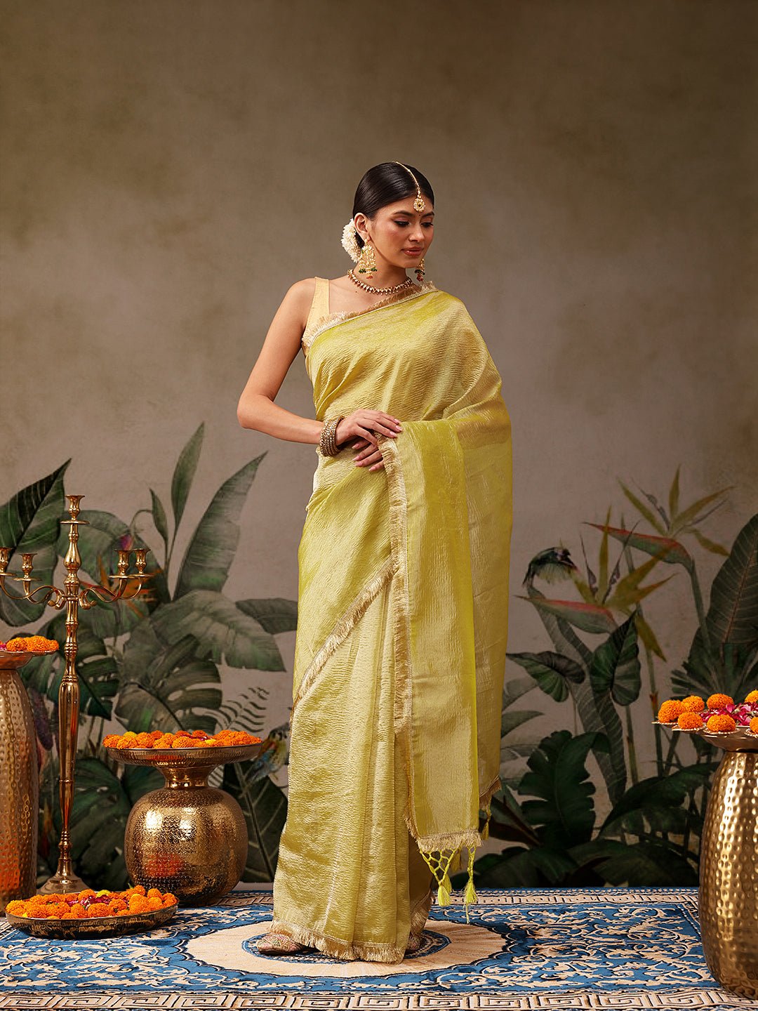 Yellow Tissue Organza Saree - Label Shona Rohatgi Garg