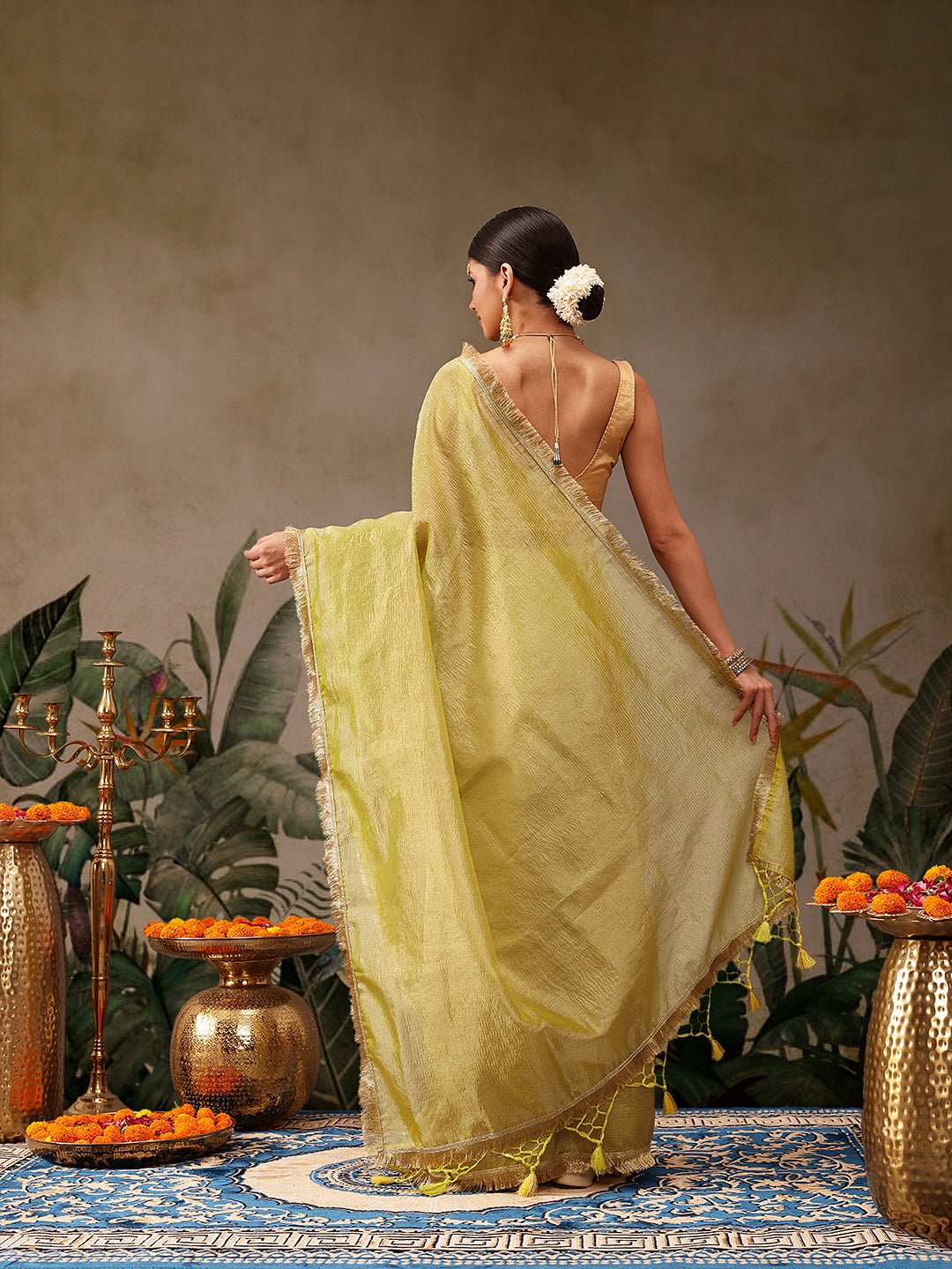 Yellow Tissue Organza Saree - Label Shona Rohatgi Garg